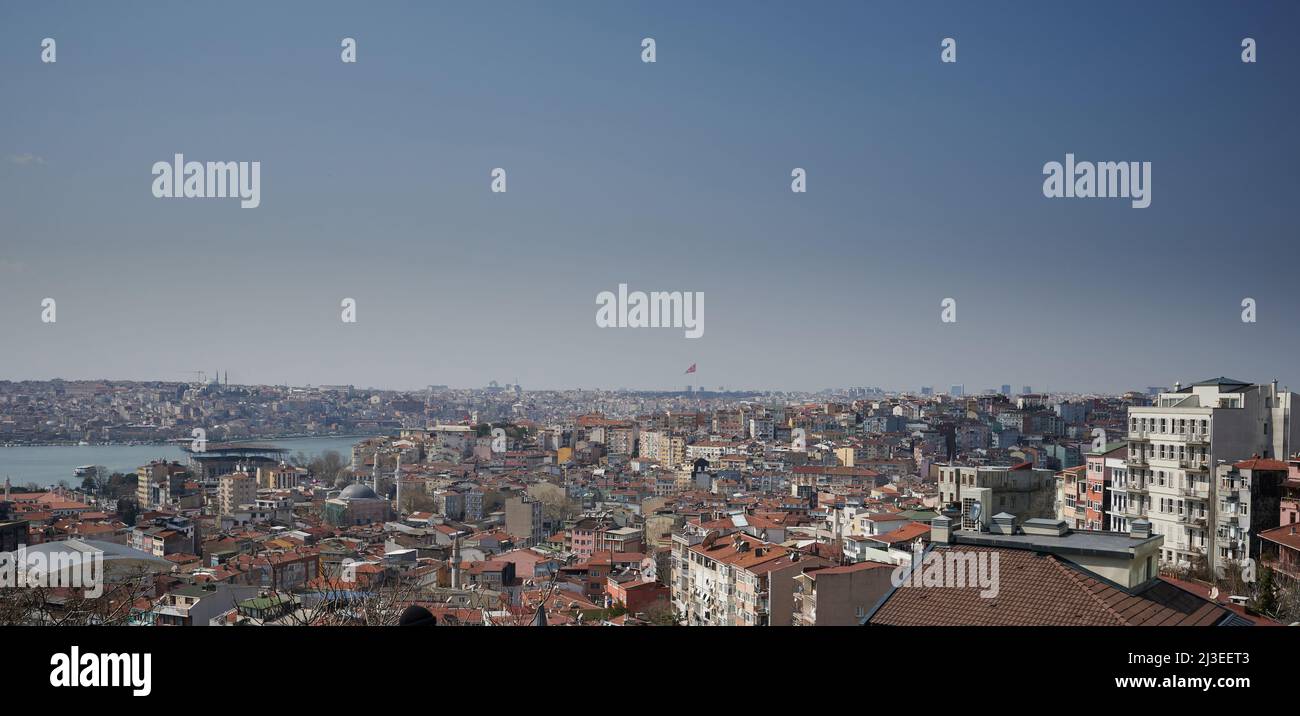 Istanbul cityscape panorama view. Residential district in center of Turkey city Stock Photo