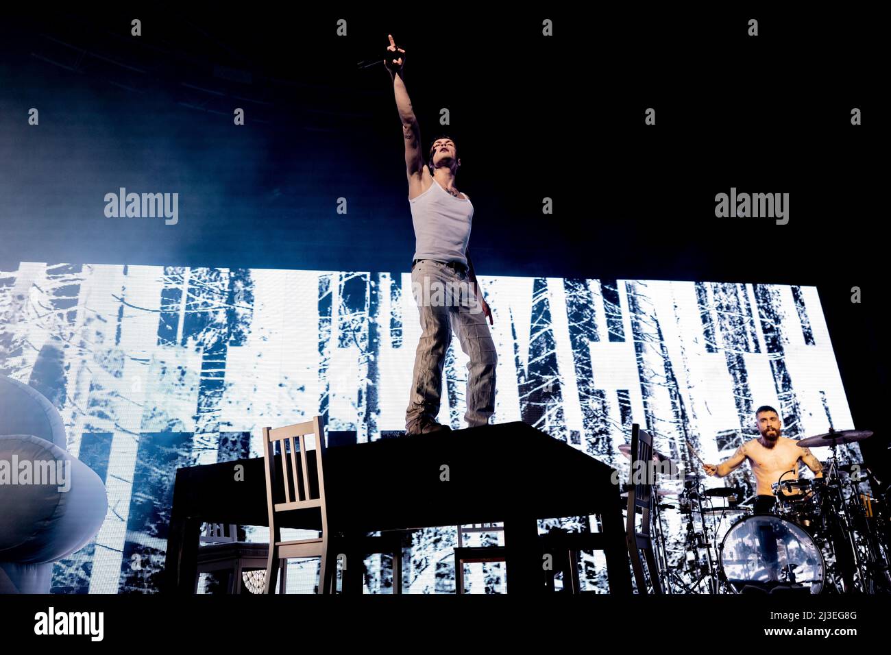 Milan, Italy. 07th Apr, 2022. The Italian singer Riccardo Fabbriconi aka Blanco live at the Fabrique club in Milan. (Photo by Andrea Ripamonti/Pacific Press) Credit: Pacific Press Media Production Corp./Alamy Live News Stock Photo