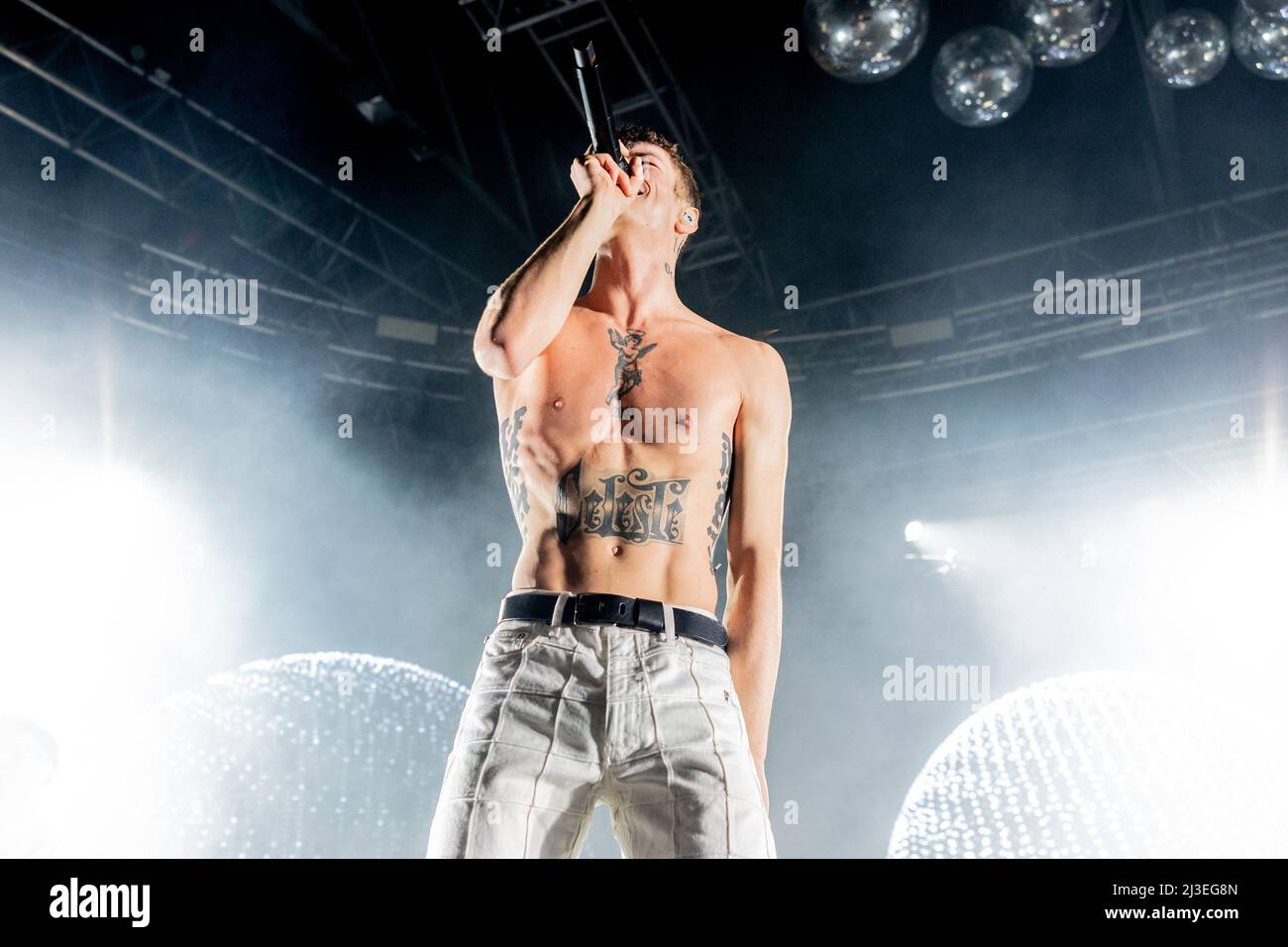 Milan, Italy. 07th Apr, 2022. The Italian singer Riccardo Fabbriconi aka Blanco live at the Fabrique club in Milan. (Photo by Andrea Ripamonti/Pacific Press) Credit: Pacific Press Media Production Corp./Alamy Live News Stock Photo