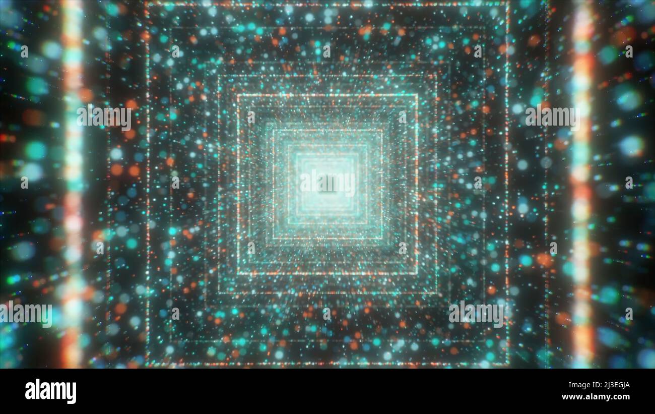 Motion Graphics Of Flying Into Digital Technologic Tunnel 3d Effect
