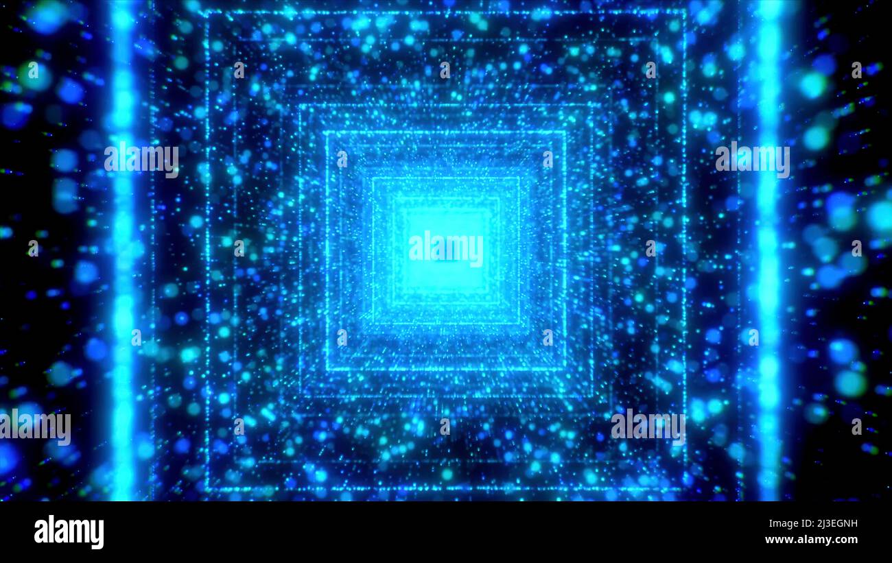 Motion Graphics Of Flying Into Digital Technologic Tunnel 3d Effect