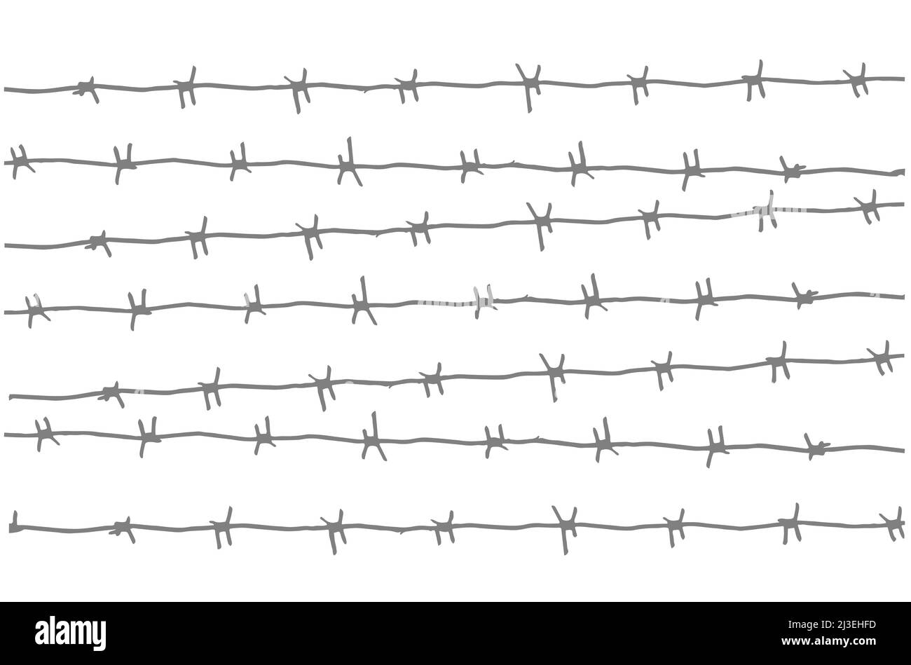 barbed wire, silhouette pattern grey on white background Stock Vector