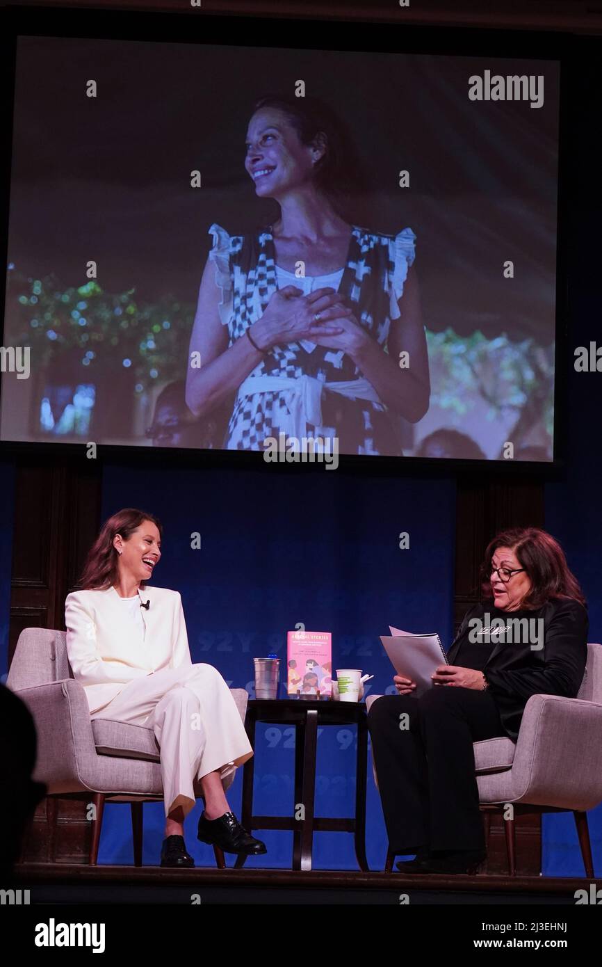 New York, United States. 07th Apr, 2022. Christie Turlington and Fern Mallis on stage during the