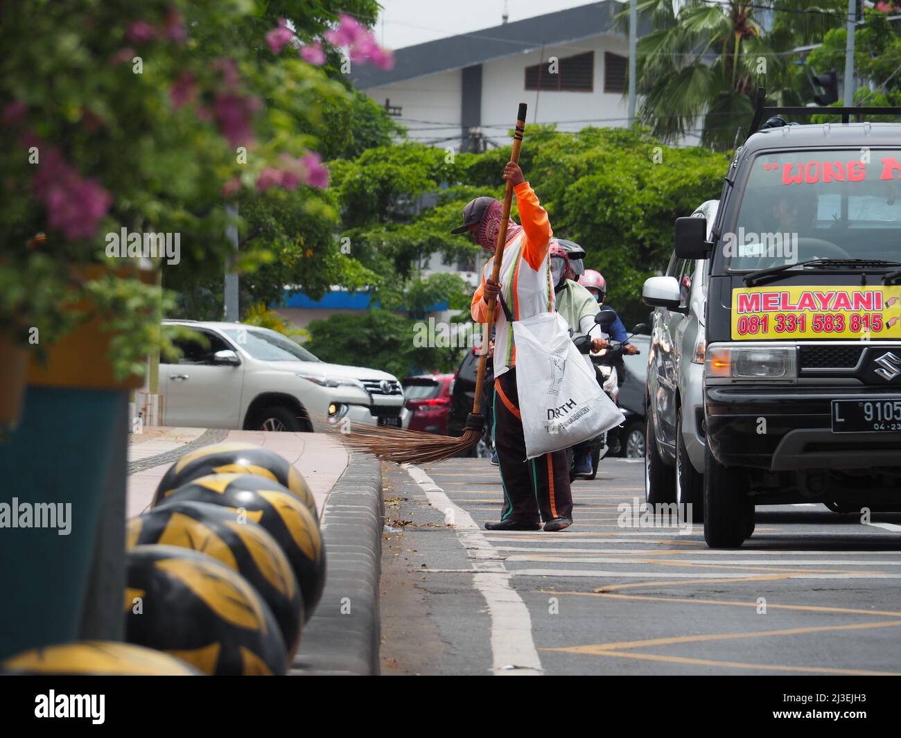View of SURABAYA, INDONESIA - September 2021 : The corner of the city of ...
