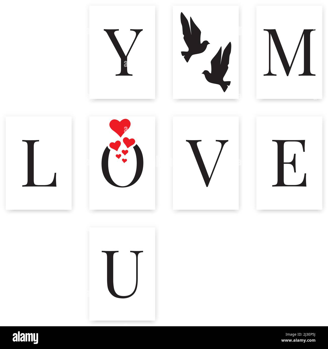 Love you and love me, vector. Wall art, A4. Scandinavian minimalist