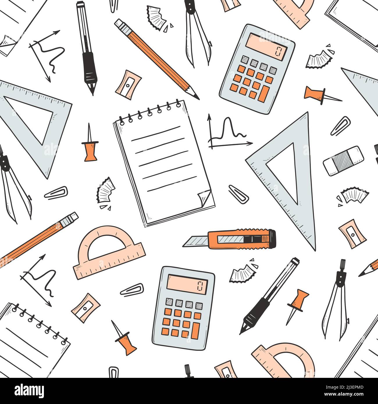 Hand drawn stationery doodle pen pencil Royalty Free Vector