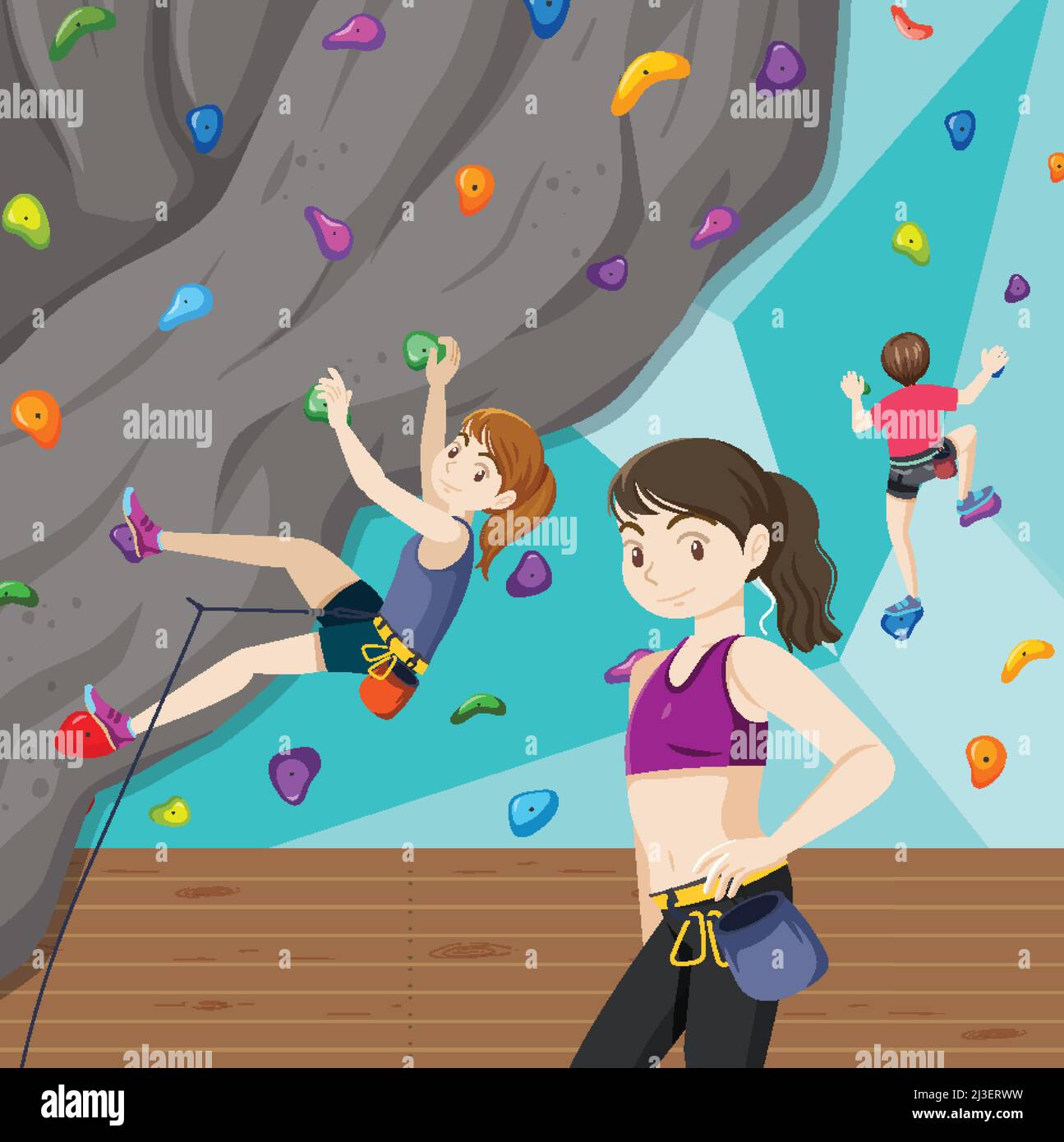 Indoor rock climbing gym illustration Stock Vector Image & Art - Alamy