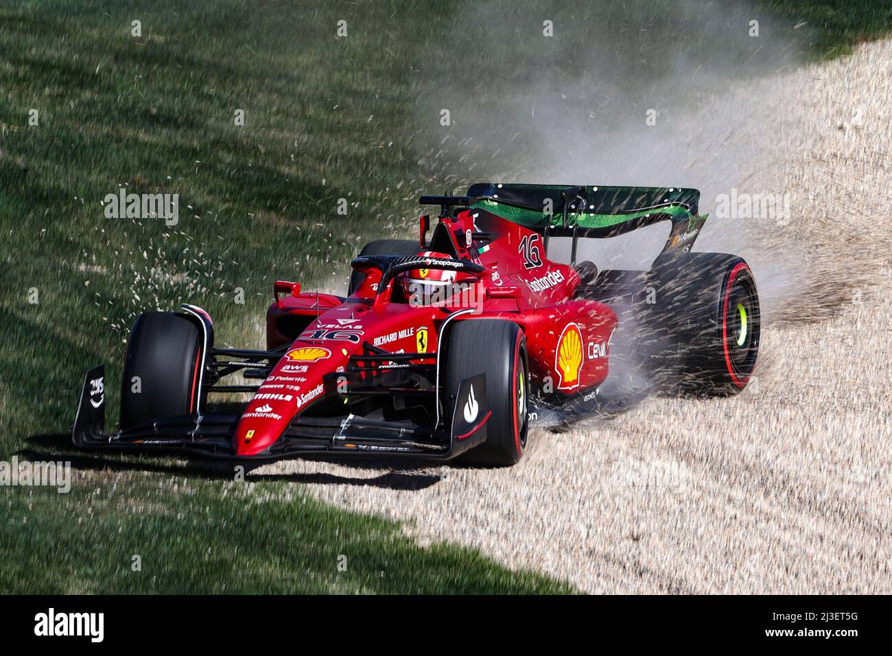 Melbourne, Australia. 08th Apr, 2022. Charles Leclerc (MON) Ferrari F1-75 runs wide in the first practice session