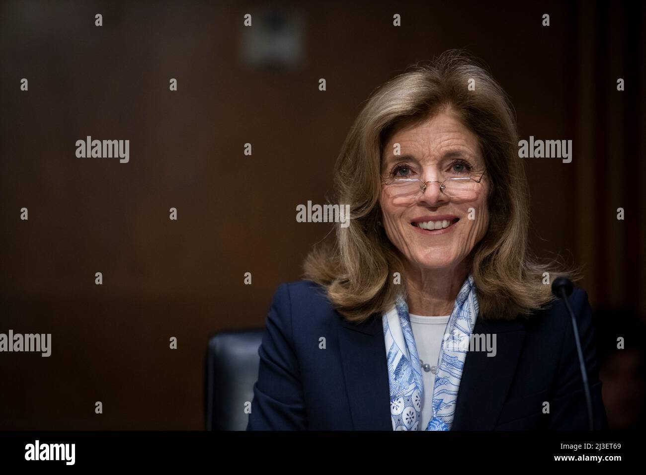 Caroline Kennedy appears before a Senate Committee on Foreign Relations hearing for her nomination to be Ambassador to the Commonwealth of Australia, in the Dirksen Senate Office Building in Washington, DC, USA, Thursday, April 7, 2022. Photo by Rod Lamkey/CNP/ABACAPRESS.COM Stock Photo