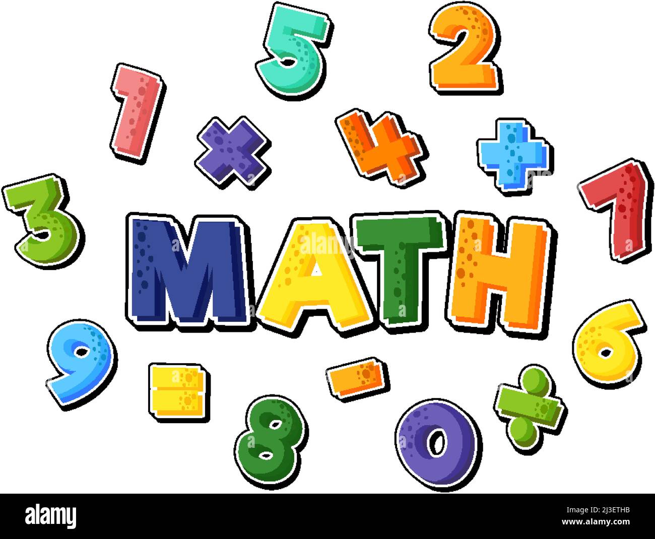 Counting number 0 to 9 and math symbols illustration Stock Vector Image