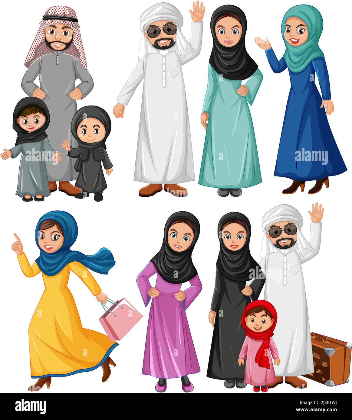Arabic people in traditional costume illustration Stock Vector Image