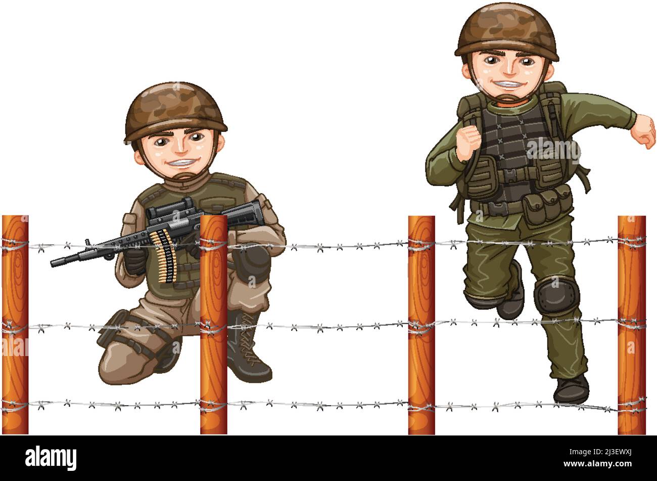 Man in army uniform on white background illustration Stock Vector Image