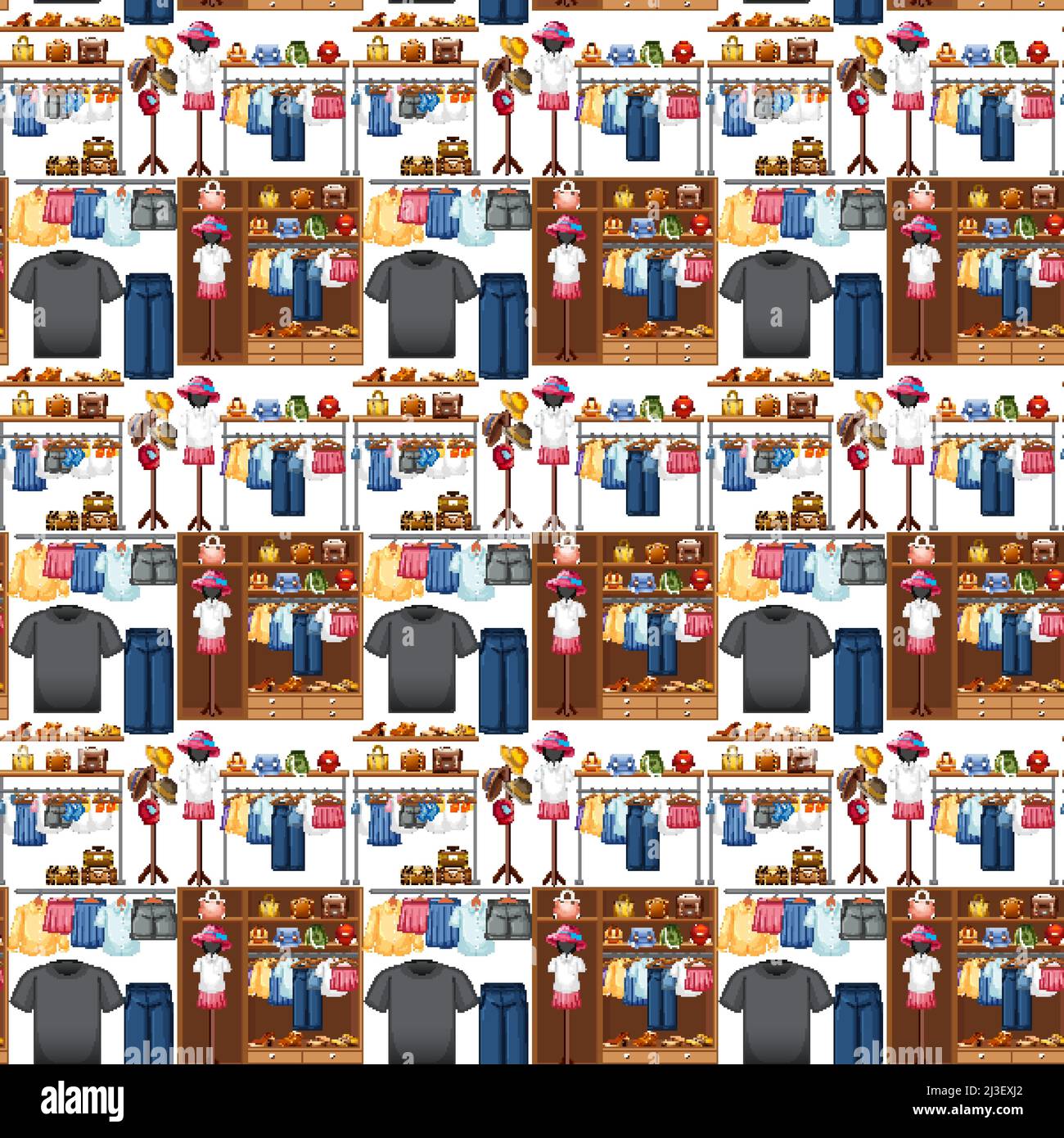 Seamless background design with cloth theme on white background