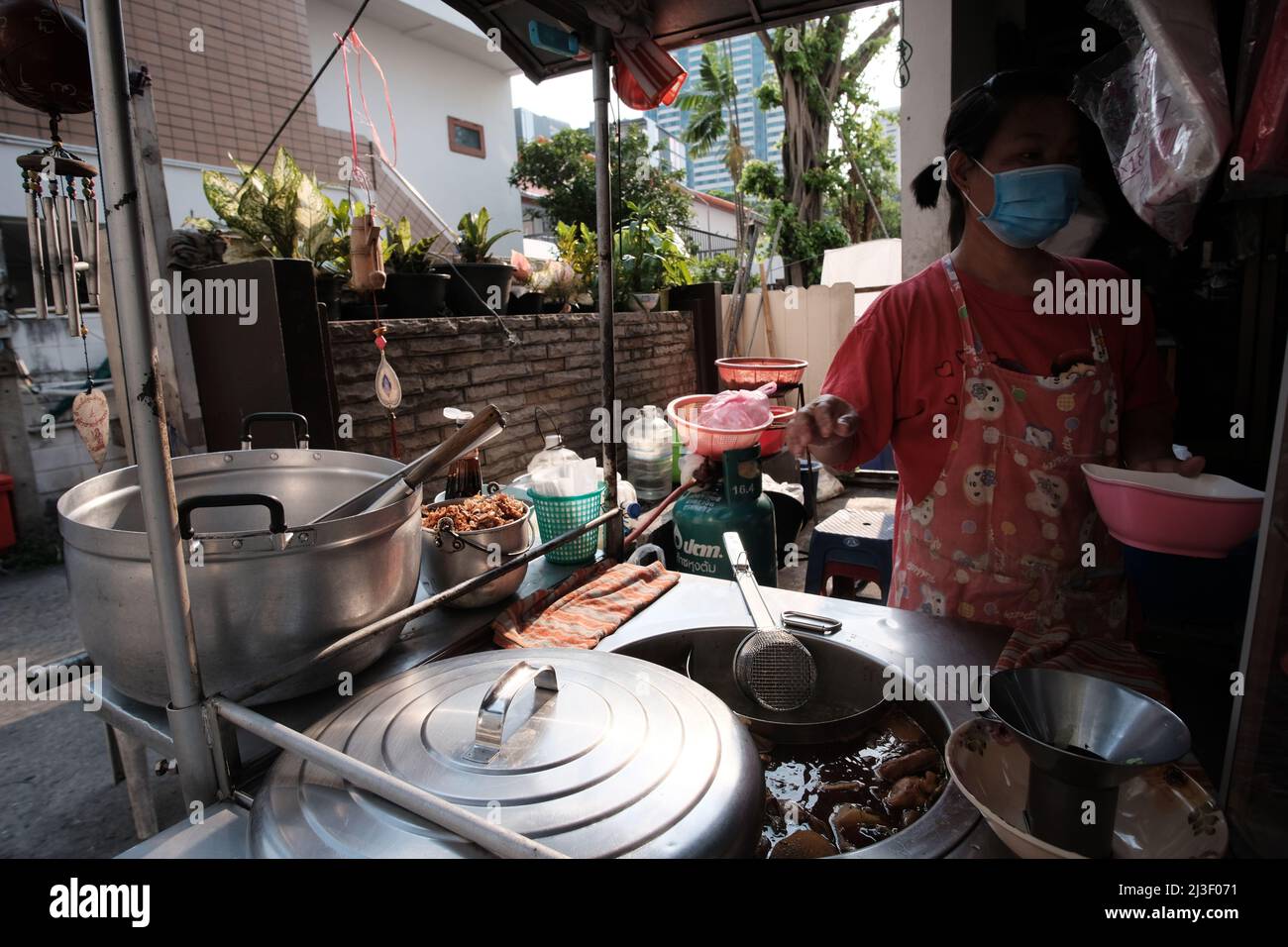 Lady Cooking Thai Street Food Bangkok Thailand Stock Photo