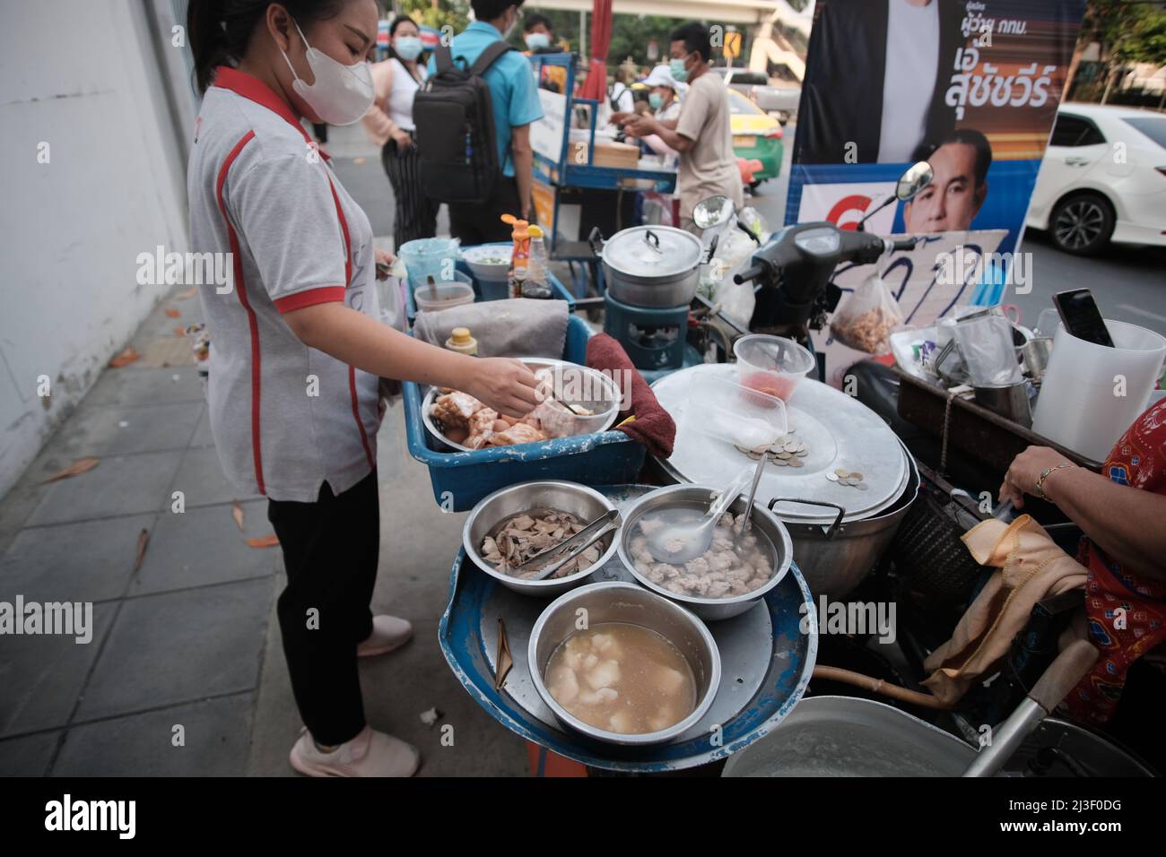 Lady Cooking Thai Street Food Bangkok Thailand Stock Photo