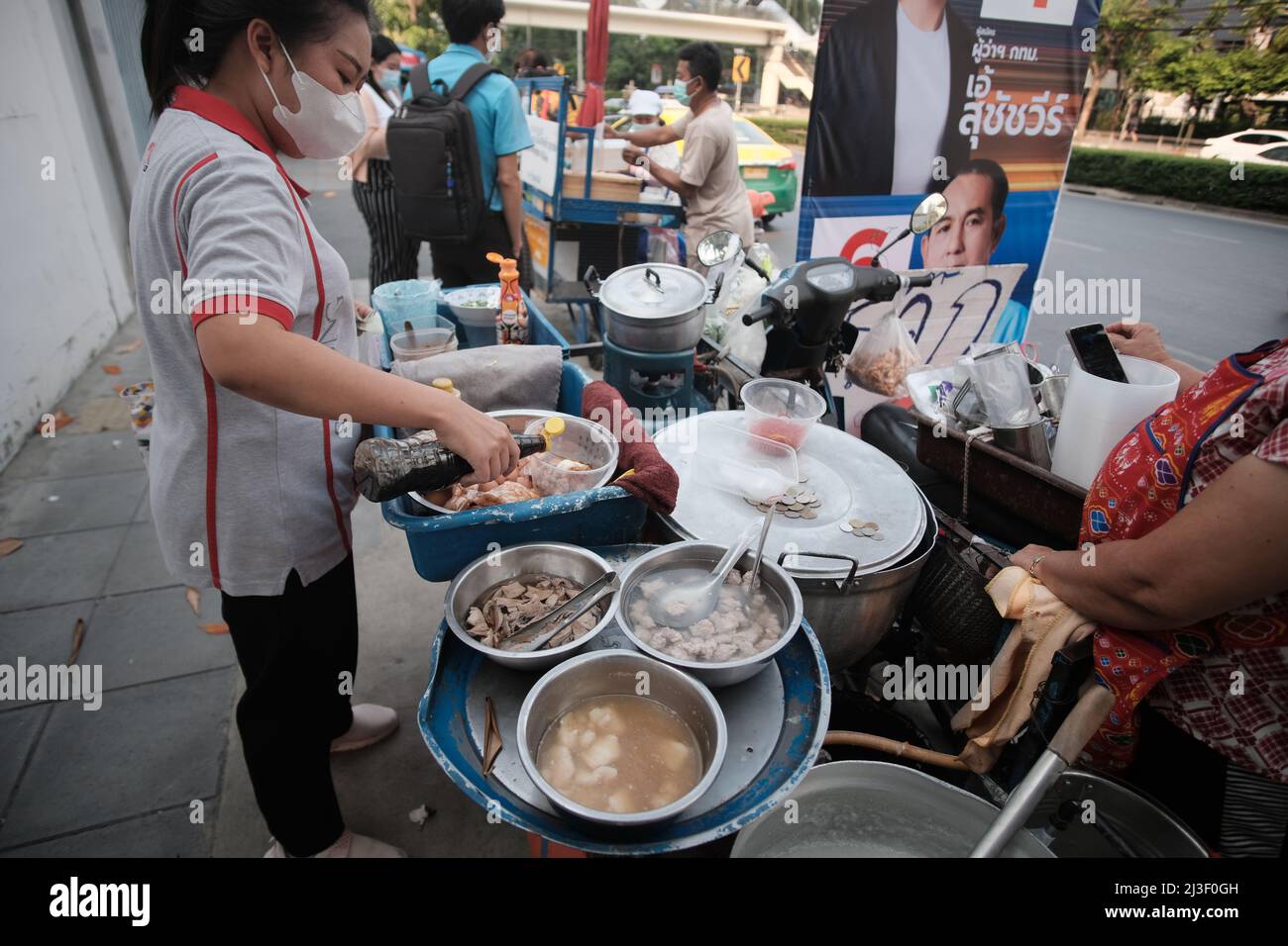 Lady Cooking Thai Street Food Bangkok Thailand Stock Photo