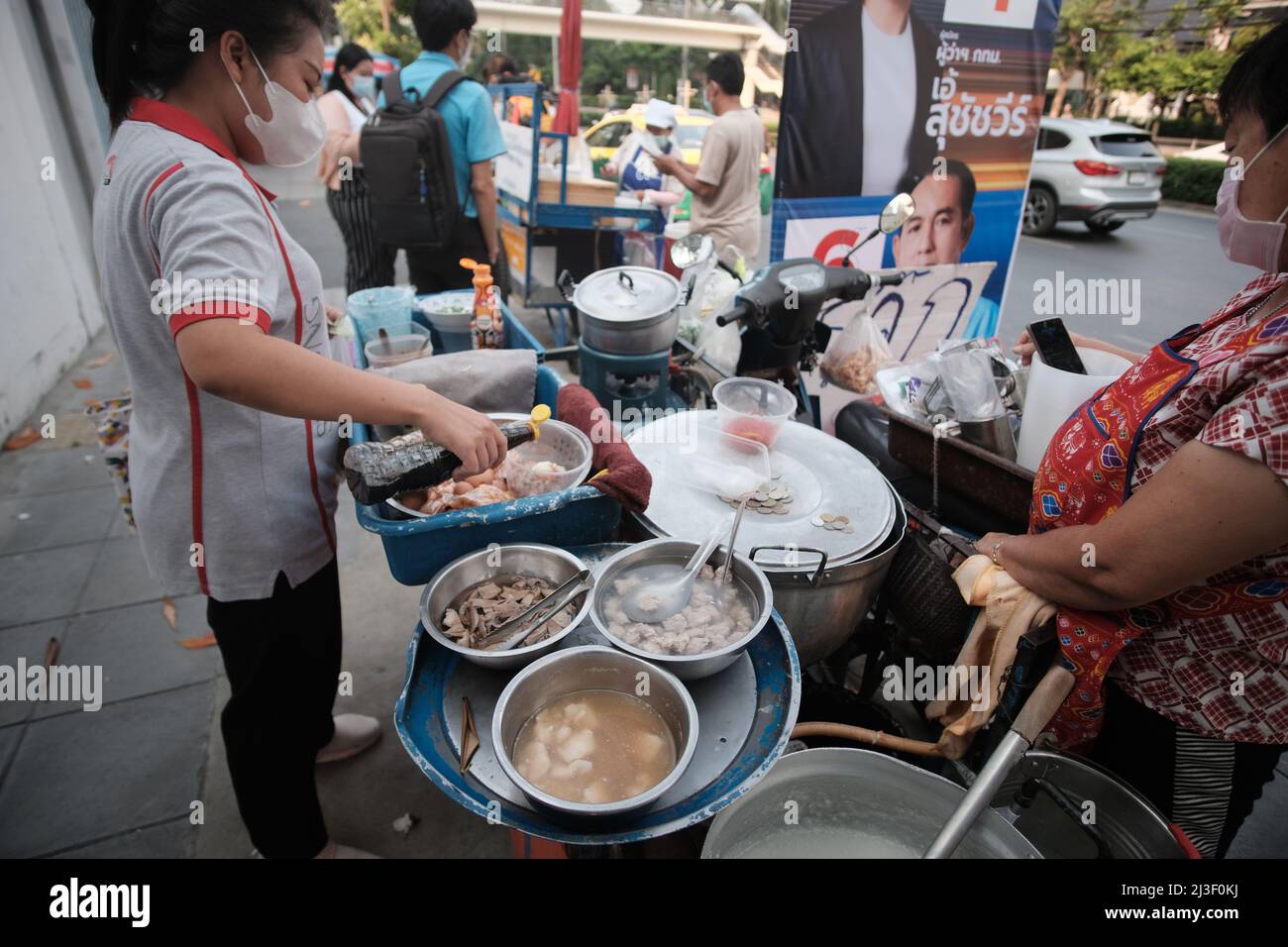 Lady Cooking Thai Street Food Bangkok Thailand Stock Photo