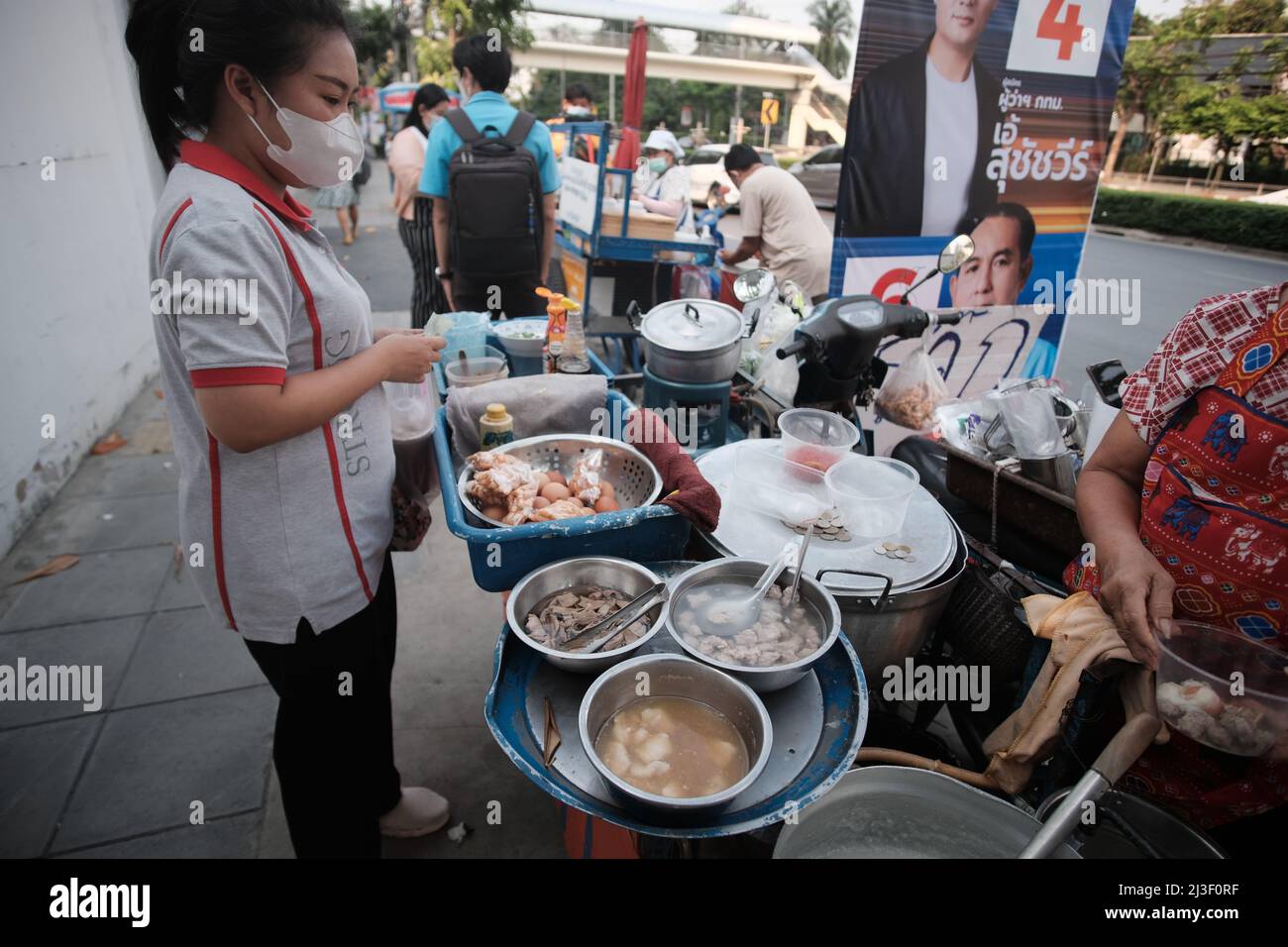 Lady Cooking Thai Street Food Bangkok Thailand Stock Photo