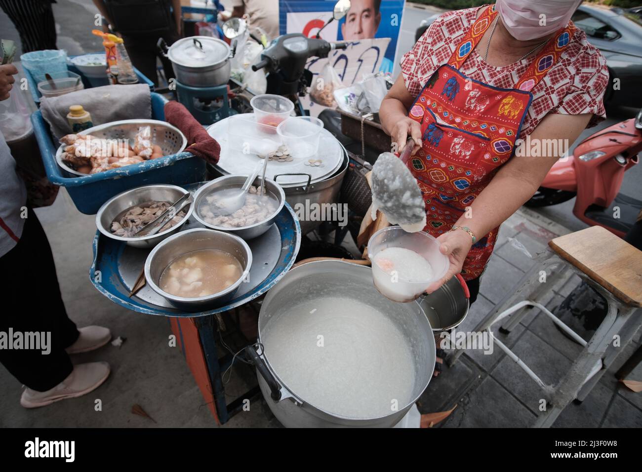 Lady Cooking Thai Street Food Bangkok Thailand Stock Photo