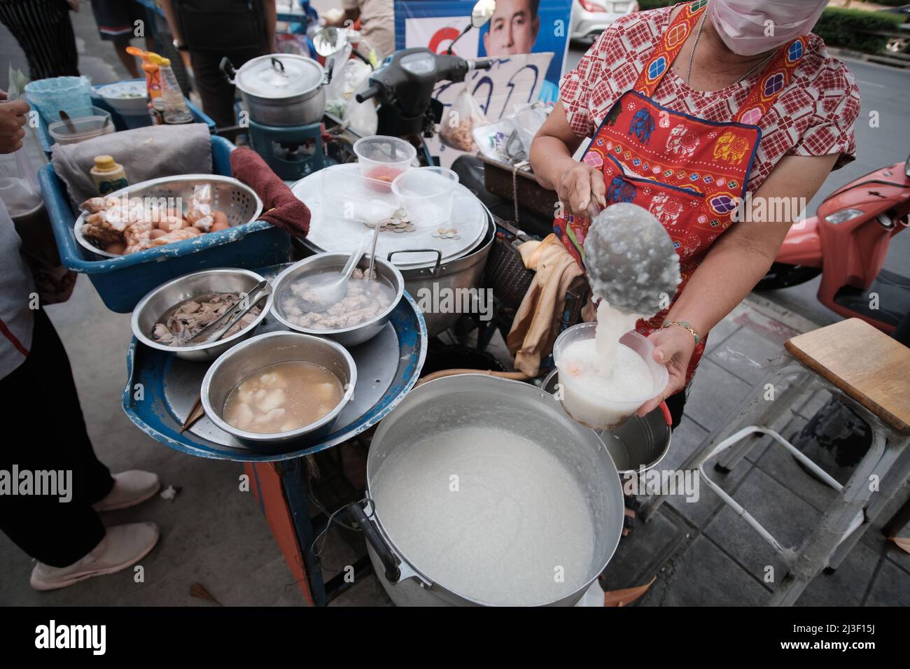 Lady Cooking Thai Street Food Bangkok Thailand Stock Photo