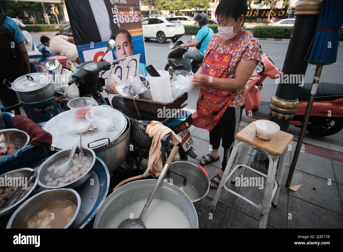 Lady Cooking Thai Street Food Bangkok Thailand Stock Photo