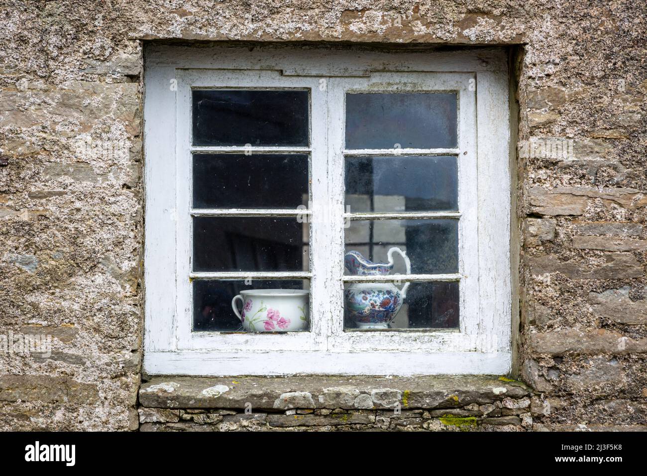 House window in a remote farmhouse, Papa Westray, Orkney Islands, UK Stock Photo