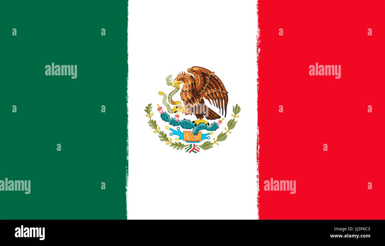 Flag of Mexico. Brush strokes painted national symbol background