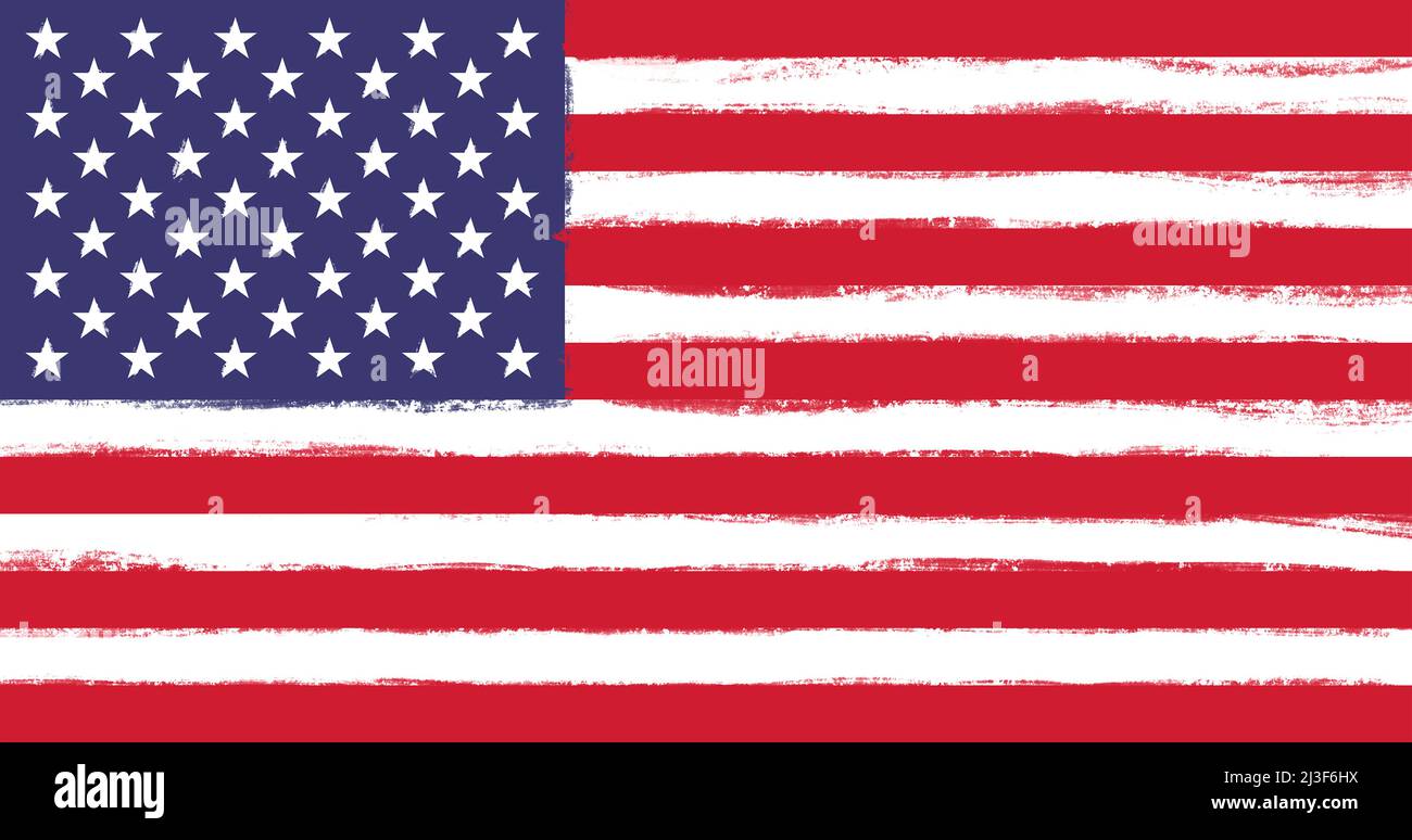 Flag Of United States Of America Usa Brush Strokes Painted National