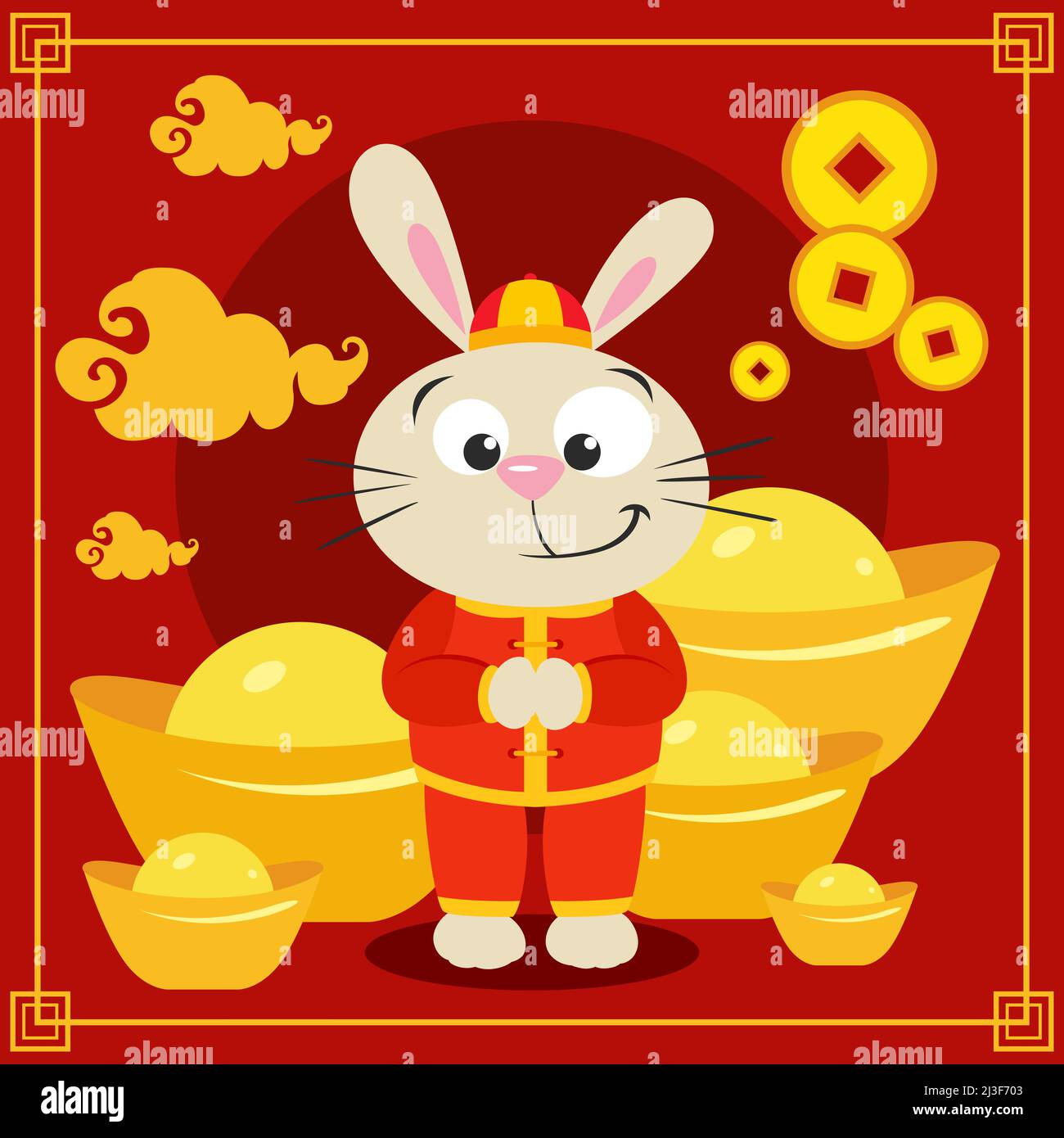 Greeting card of rabbit happy chinese new year Stock Photo - Alamy