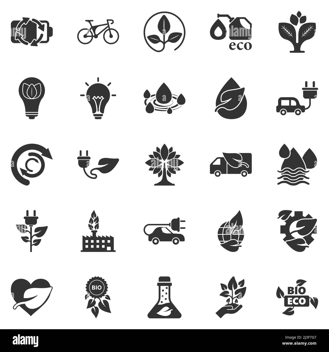 Eco environment icons set in flat style. Ecology vector illustration on ...