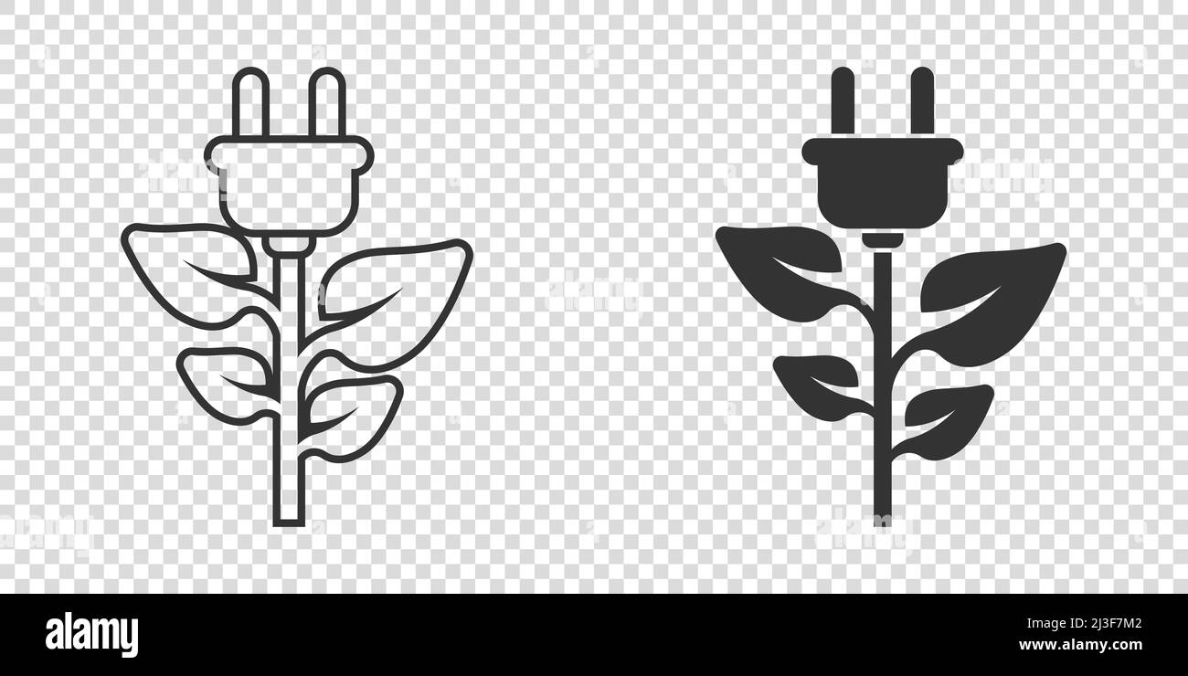 Eco power icon in flat style. Green energy vector illustration on white ...