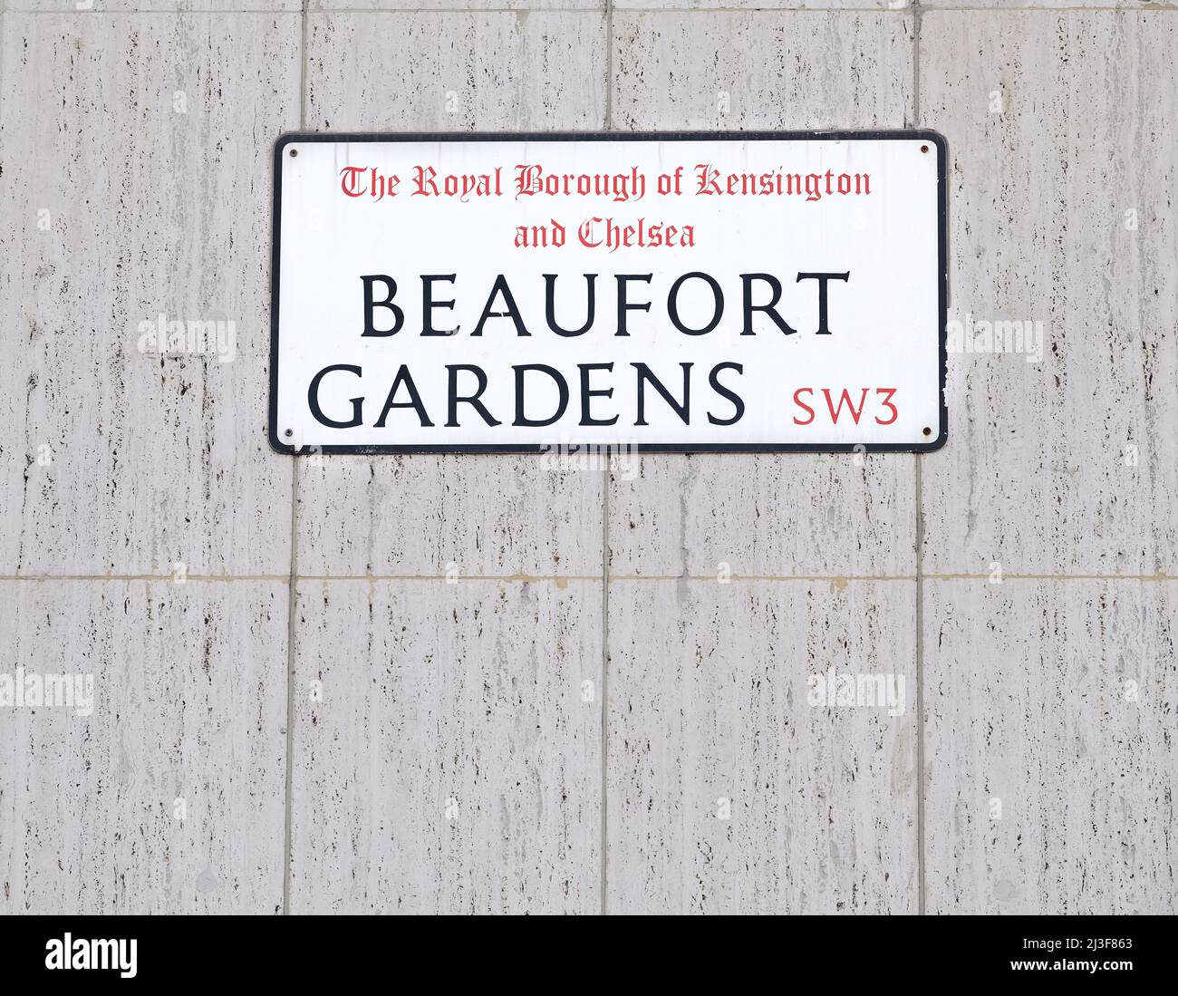 Street sign for Beaufort Gardens, Royal Borough of Kensington and ...