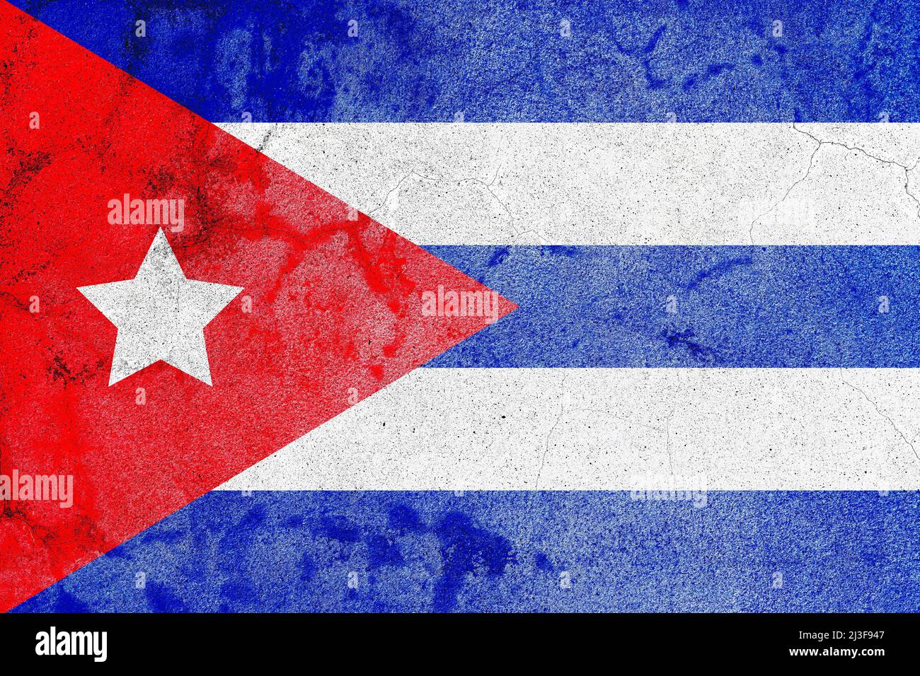 Rustic painted cuban flag on cracked old concrete wall Stock Photo - Alamy