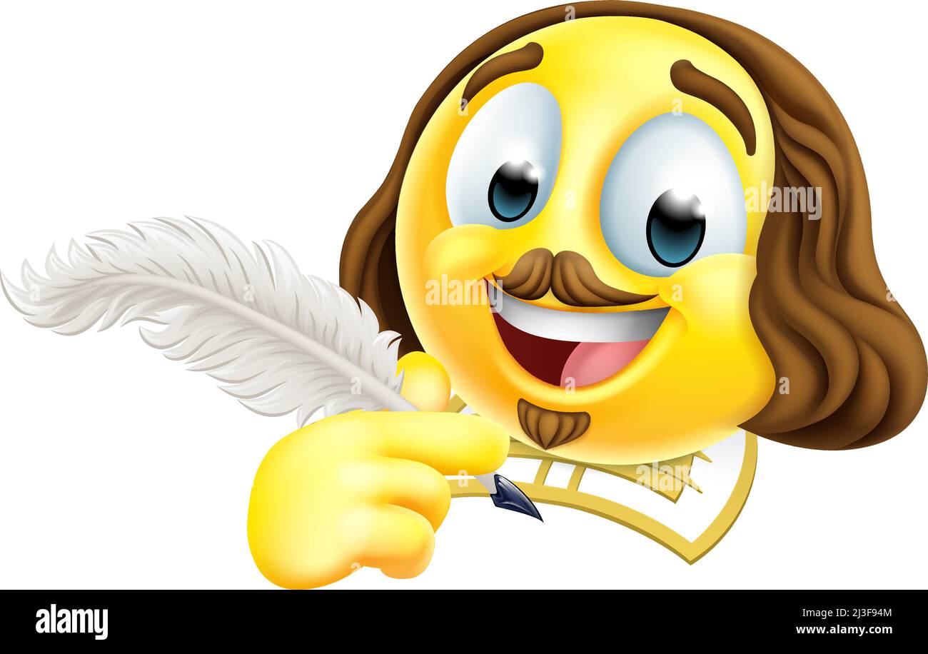 Shakespeare Poet Emoticon Emoji Cartoon Face Icon Stock Vector
