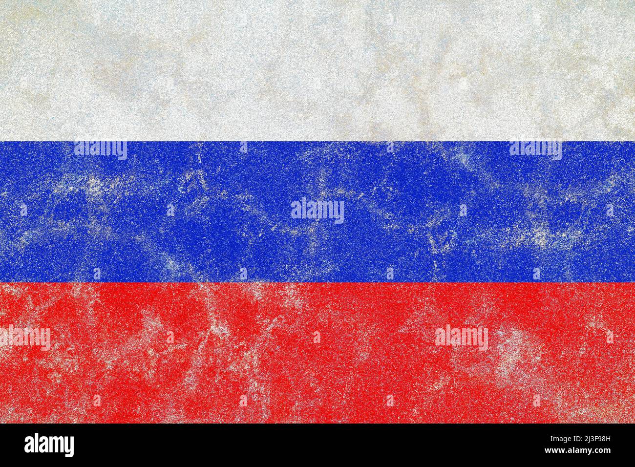 Russian national flag on a distressed old concrete wall surface Stock Photo