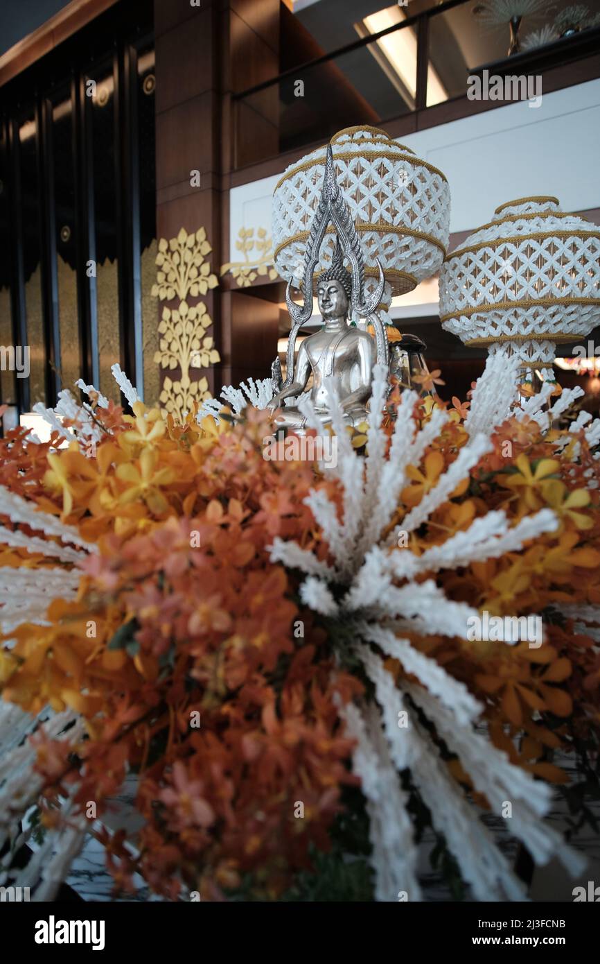 Songkran Decorations JW Marriott Lobby Bangkok Thailand April 2022 Stock Photo