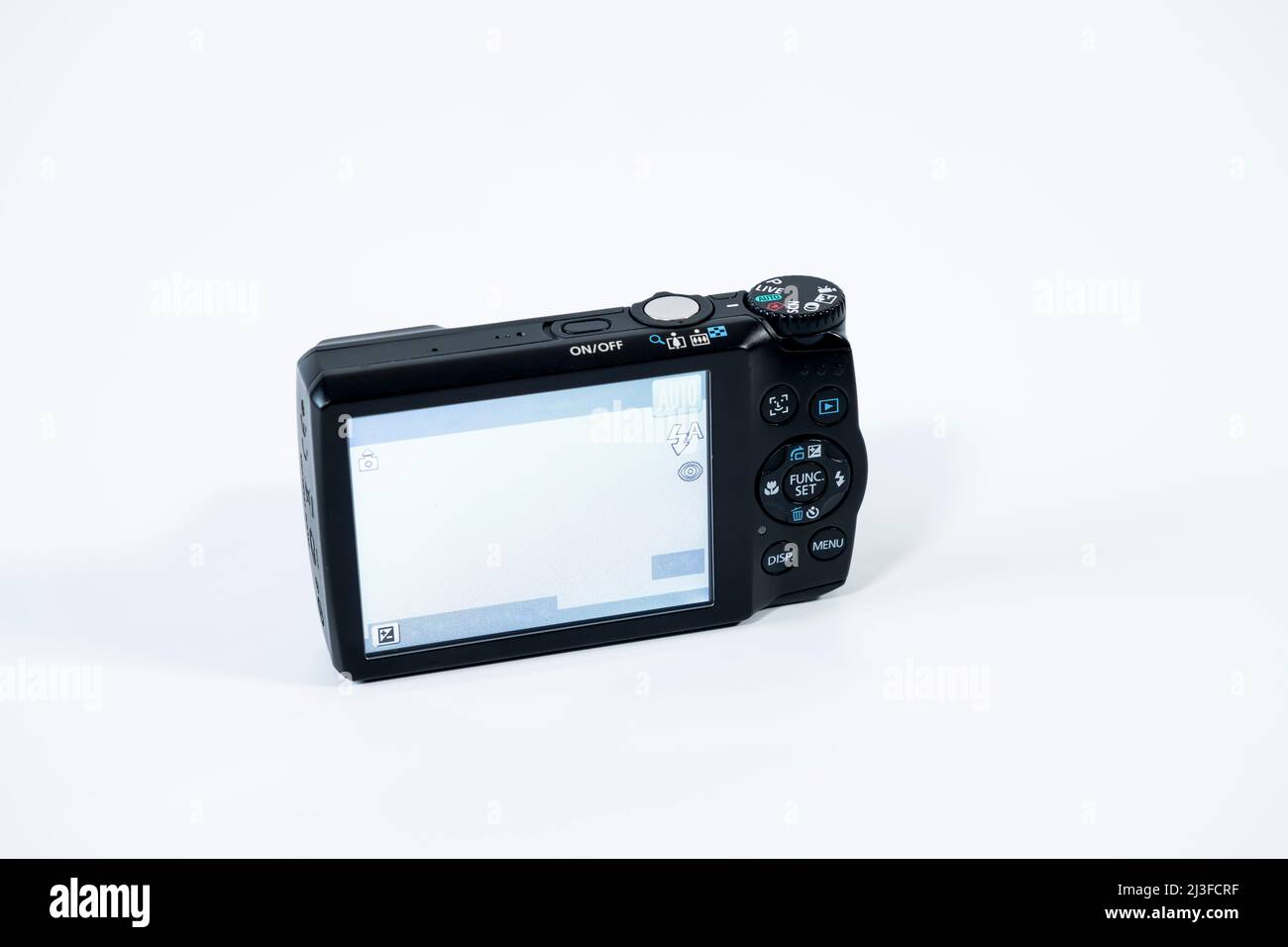 Photographed from the back on a white background with the old compact camera lcd screen visible. 07-02-2022 istanbul Stock Photo