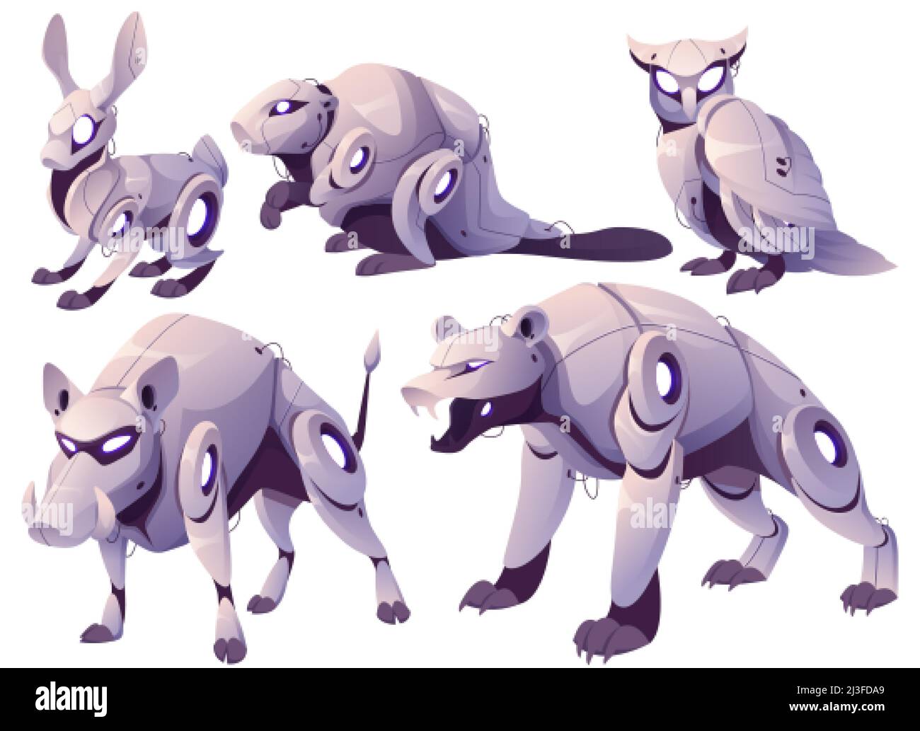 Robots Animals Robotics Mechanical Monsters Cyborgs Pets Hare Beaver Owl Boar And Bear Cartoon Artificial Intelligence Mechanical And Electronic Stock Vector Image Art Alamy