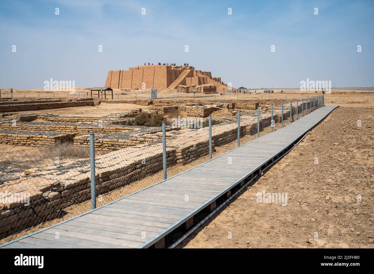 Ziggurat of Ur is a Neo-Sumerian ziggurat on the site of the ancient city of Ur near Nasiriyah, in present-day Dhi Qar Province, Iraq. The structure w Stock Photo