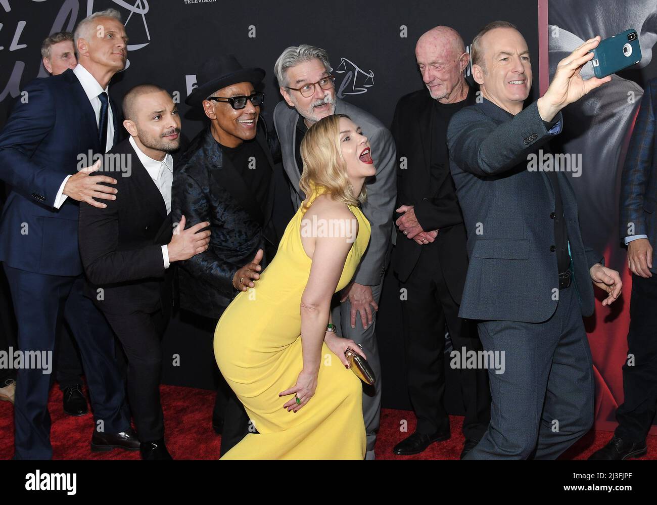Bob Odenkirk (right) takes a selfie with his cast mates (LR) Patrick
