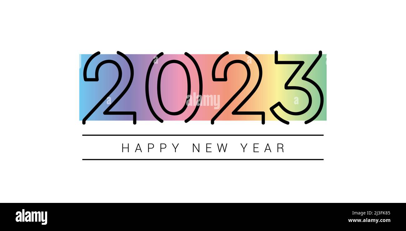 2023 colorful typography happy new year holiday background Stock Vector