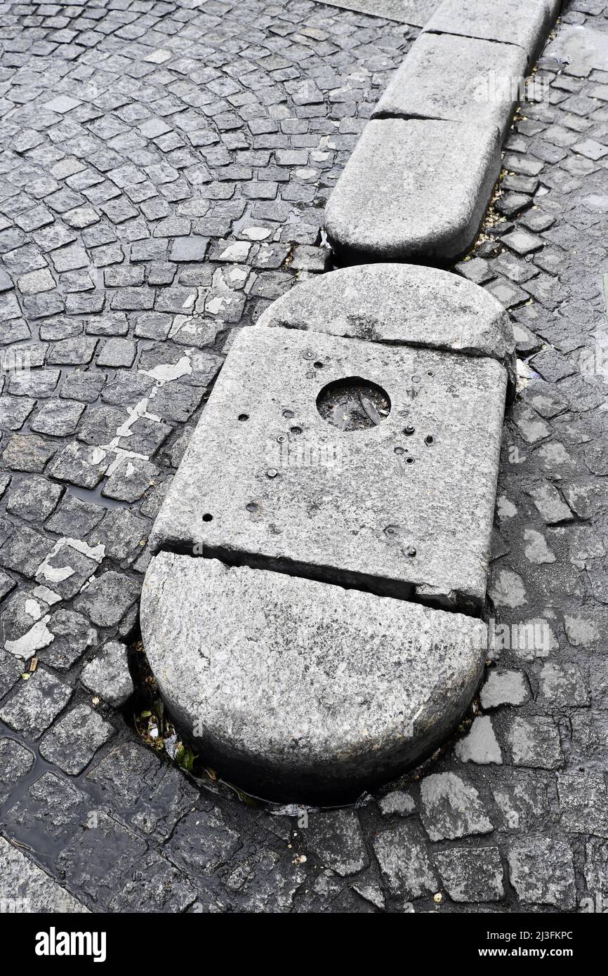Destroyed Sidewalk in Paris - France Stock Photo