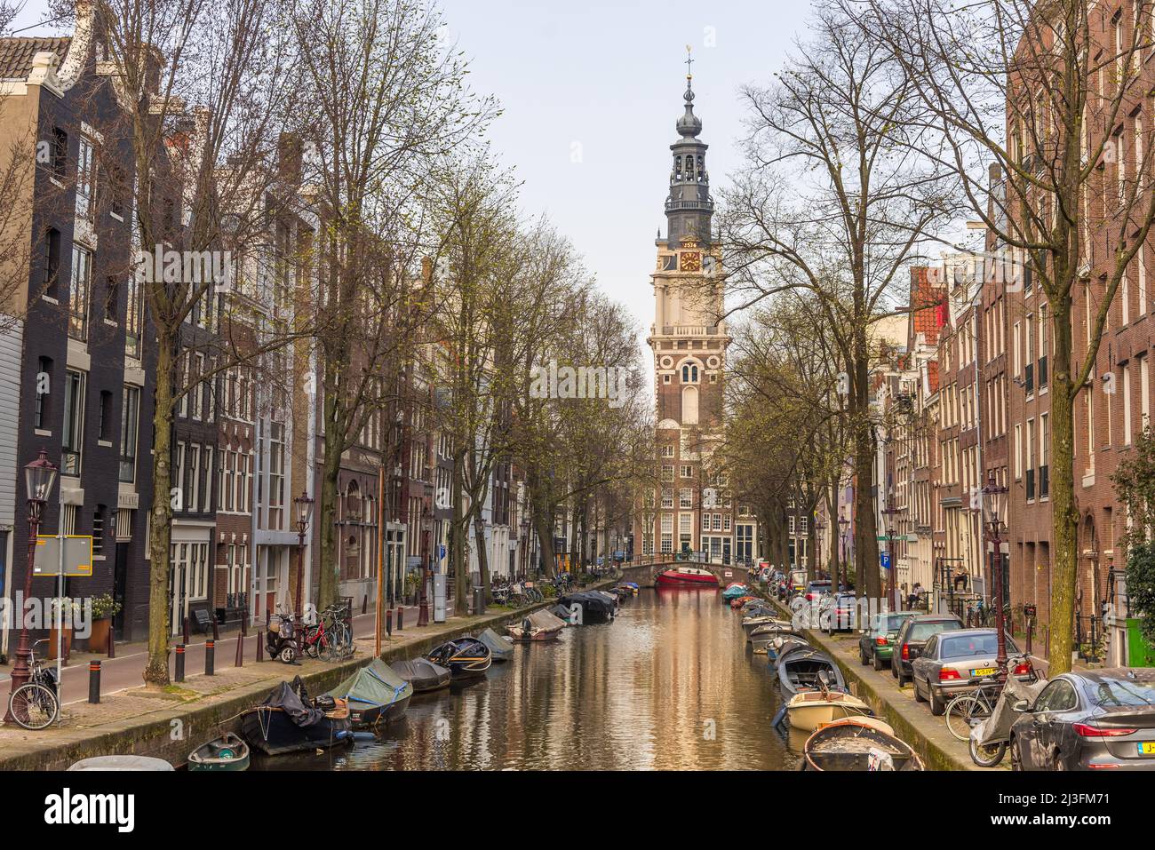 Amsterdam, Netherlands, April 2022. The Zuiderkerk and the Groenburgwal in Amsterdam. High quality photo Stock Photo