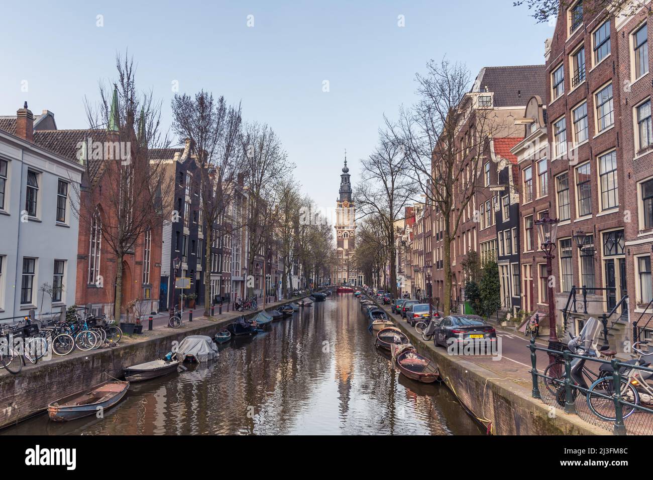 Amsterdam, Netherlands, April 2022. The Zuiderkerk and the Groenburgwal in Amsterdam. High quality photo Stock Photo