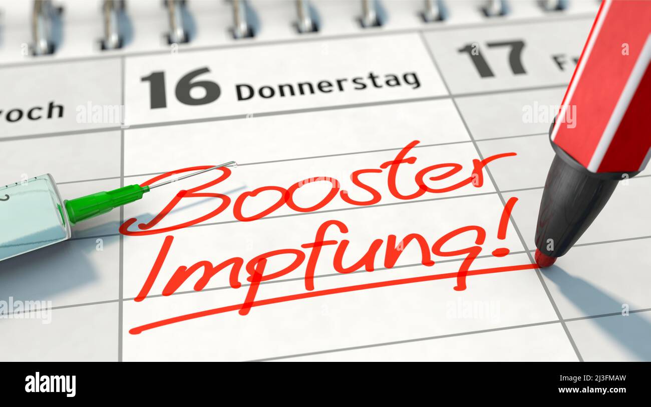 The German word "BoosterImpfung" ("Booster Vaccination") enter in the