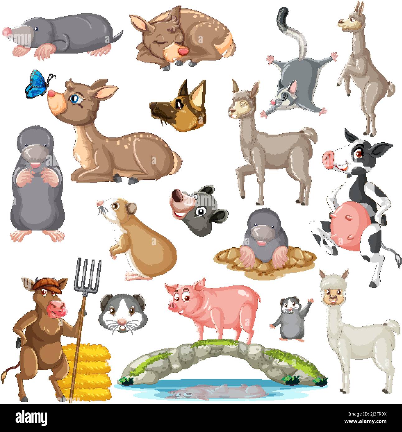 Seamless pattern with cute animals illustration Stock Vector Image ...