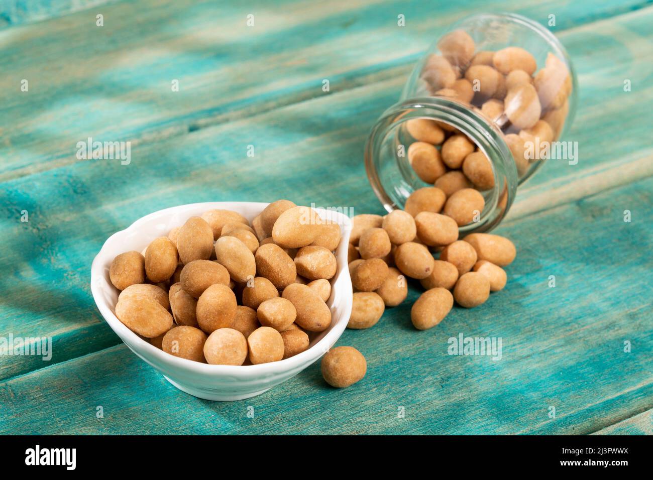 Tasty Peanuts Covered With A Crunchy Layer Of Wheat Flour Stock Photo