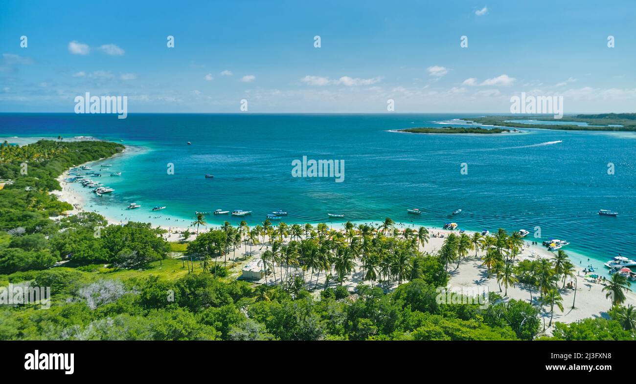 Caribbean island Paradisiacal - Cayo Sombrero - Morrocoy, Venezuela. Aerial View. Stock Photo