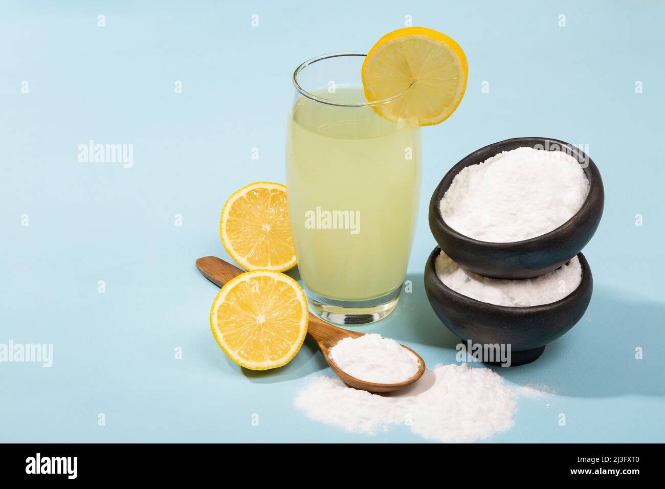 Baking Soda With Water And Meyer Lemon Stock Photo Alamy