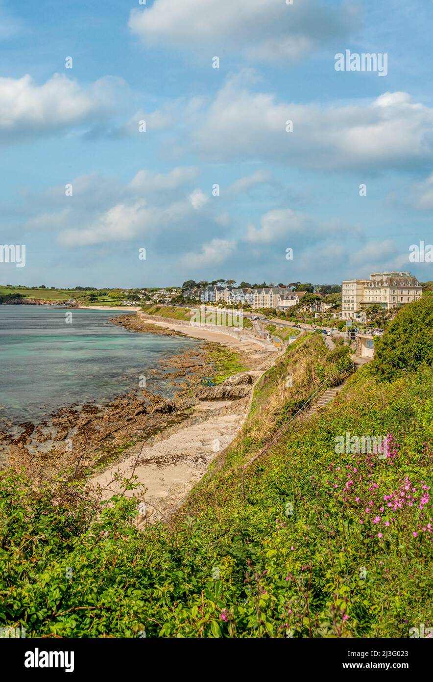 View over Gyllyngvase Beach in Falmouth, Cornwall; England, UK Stock Photo